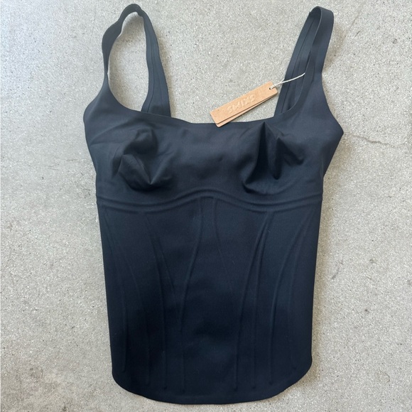 NWT Skims BONDED LONG CORSET onyx Small Boned Bustier Tank Cinch waist top - Picture 3 of 6